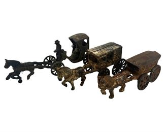 3pc. Cast Iron Horse Carriage Toys
