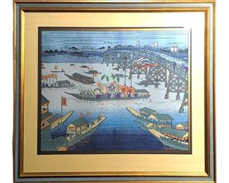 Japanese Embroidered Tenjin Matsuri Art
