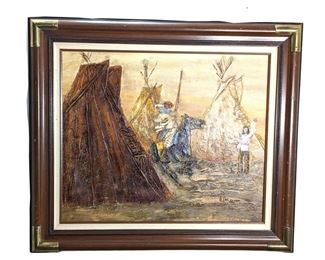 Signed Native American Oil Painting
