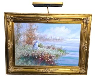 Signed J Blanford Lakeside Acrylic on Canvas
