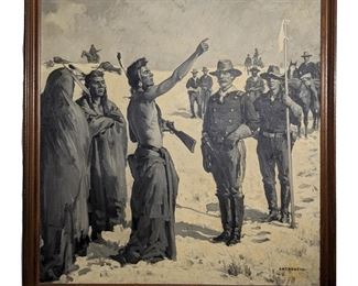 Signed Chenoweth Native American Battle Painting
