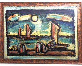 S. Rouault Abstract Christ et Pêcheurs Lithograph
