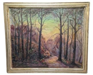 Signed Drive Deem Forest Landscape Oil Painting
