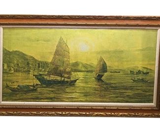 Vintage Sampans at Sunset Woody '68 Giclee
