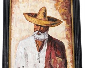 Signed Joyce Carier Cowboy Acrylic on Canvas
