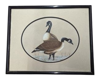 Signed Loretta Huglio Duck Oil on Board Painting

