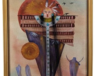 Signed Mora Arlt Mixed Media Sand Art
