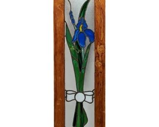 Wood Framed Floral Mosaic Glass Wall Art

