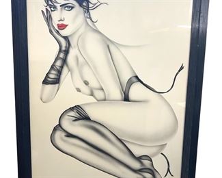 Signed Janes Ko Airbrush Woman Portrait
