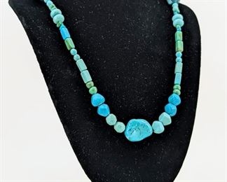 Native American Turquoise Nugget Beaded Necklace

