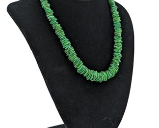Navajo Lime Green Turqouise Disc Beaded Necklace
