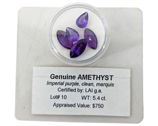 5pc. Imperial Purple Genuine Amethyst Stones
