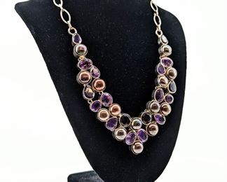 Amethyst Inlaid Sterling Silver Necklace
