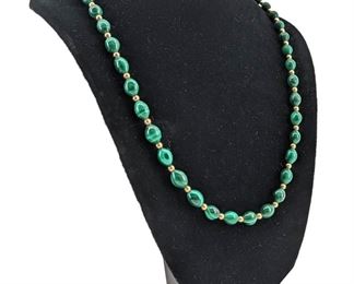 Vintage Malachite Beaded Necklace
