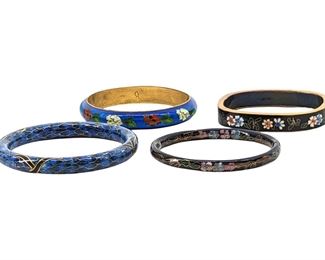 4pc Vintage Chinese Cloisonne Bangles
