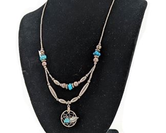 Sterling Native American Dream Catcher Necklace
