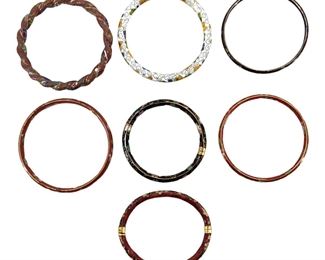 7pc Brass Floral Cloisonne Bangles
