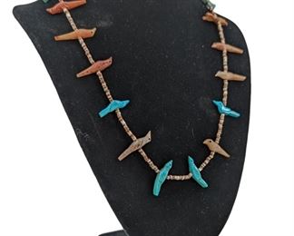 Native American Turqouise/Coral Beaded Necklace
