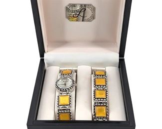 Lexington Amber Inlaid Watch and Wristband
