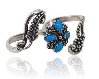 Relios Turquoise Inlaid Sterling Double Ring
