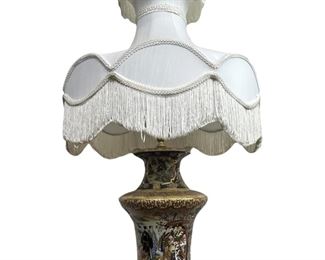 Chinese Painted Vintage Porcelain Chinoiserie Lamp
