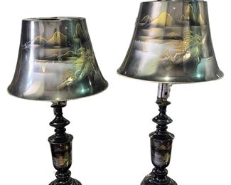 Vintage Brass Chinese Empire Side Lamps
