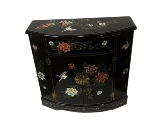 Chinese Art Side Cabinet in Black Lacquer
