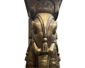 Gold Painted Ceramic Elephant Stand
