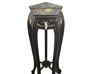 Chinese Asian Black Lacquer Stand
