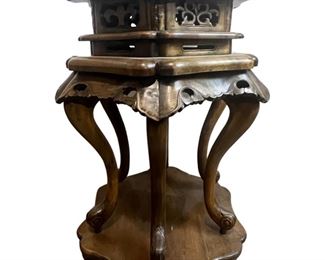 Impressive Asian Carved Wood Display Stand
