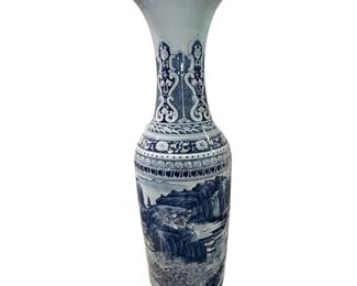 Huge Chinese Flow Blue Vase
