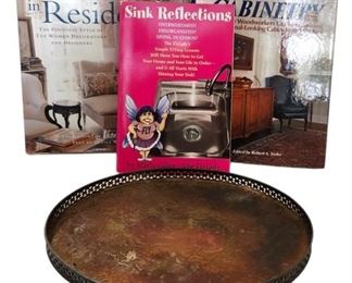 Silver Plate Tray and Books