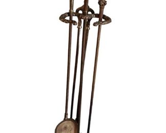 Ornate Brass Fireplace Set