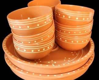 Pottery Chili Bowls and Platter