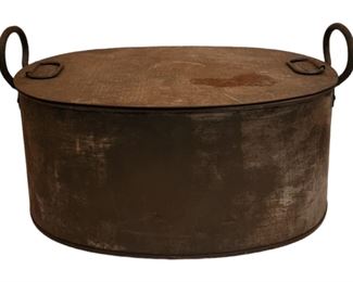 Vintage Rustic Metal Pan with Lid