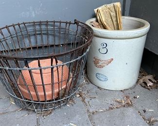 Wire baskets, 3 gallon Red Wing crock