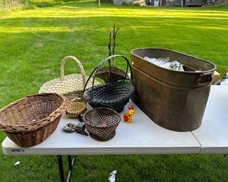 Baskets and copper wash tub