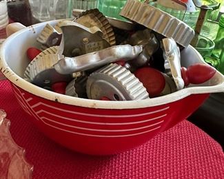 Vintage mixing bowl and cookie cutters
