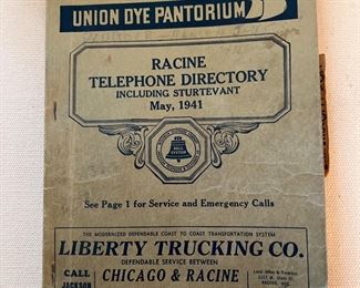 Vintage 1941 Racine Phone Book