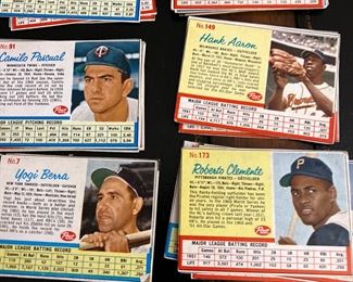 Vintage 1962 Post Cereal Baseball Card. Including Hank Aaron, Roberto Clemente, Yogi Berra, and many more