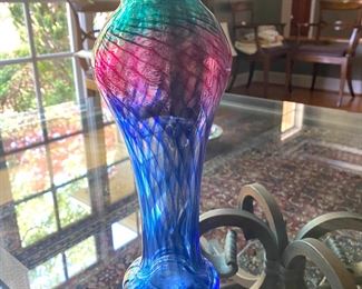 Handblown multicolor glass vase 