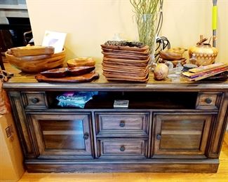 Collection of Monkey Pod Bowls and Serving Dishes.  Hawaii 