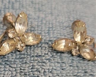 Vintage crystal screw back earrings