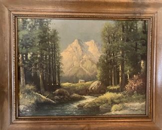 2 Robert Wood landscape with frame 18”x 21.5”