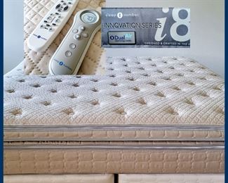 The ULTIMATE Sleep Number Adjustable Massaging  KING BED!  INNOVATION SERIES i8 pillow-top Dual-Air mattress on split box power adjustable foundation. Excellent condition!  BARGAIN PRICED at $750 or bid #4
DELIVERY is INCLUDED with FULL PRICE PURCHASE