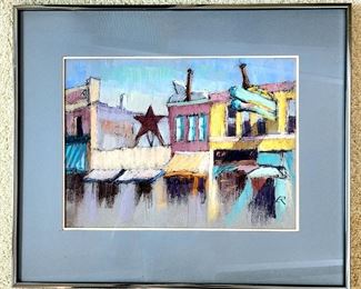 "Third Avene" 1974 original pastel by listed Oregon artist CHARLES E. REYNOLDS $125 or bid #25