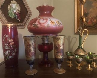 Beautiful Antique Glassware & Lamps