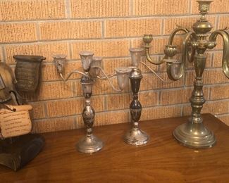 Pair Sterling Silver Candleholders 