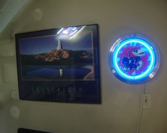 Poster, lighted KU clock
