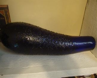 Large hand blown cobalt blue glass vase